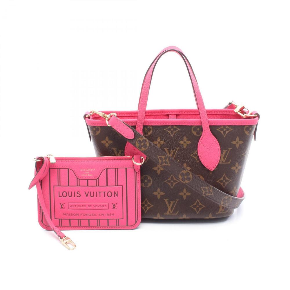 Louis Vuitton Neverfull Inside Out Tote Bag Canvas Leather Monogram Brown Pink